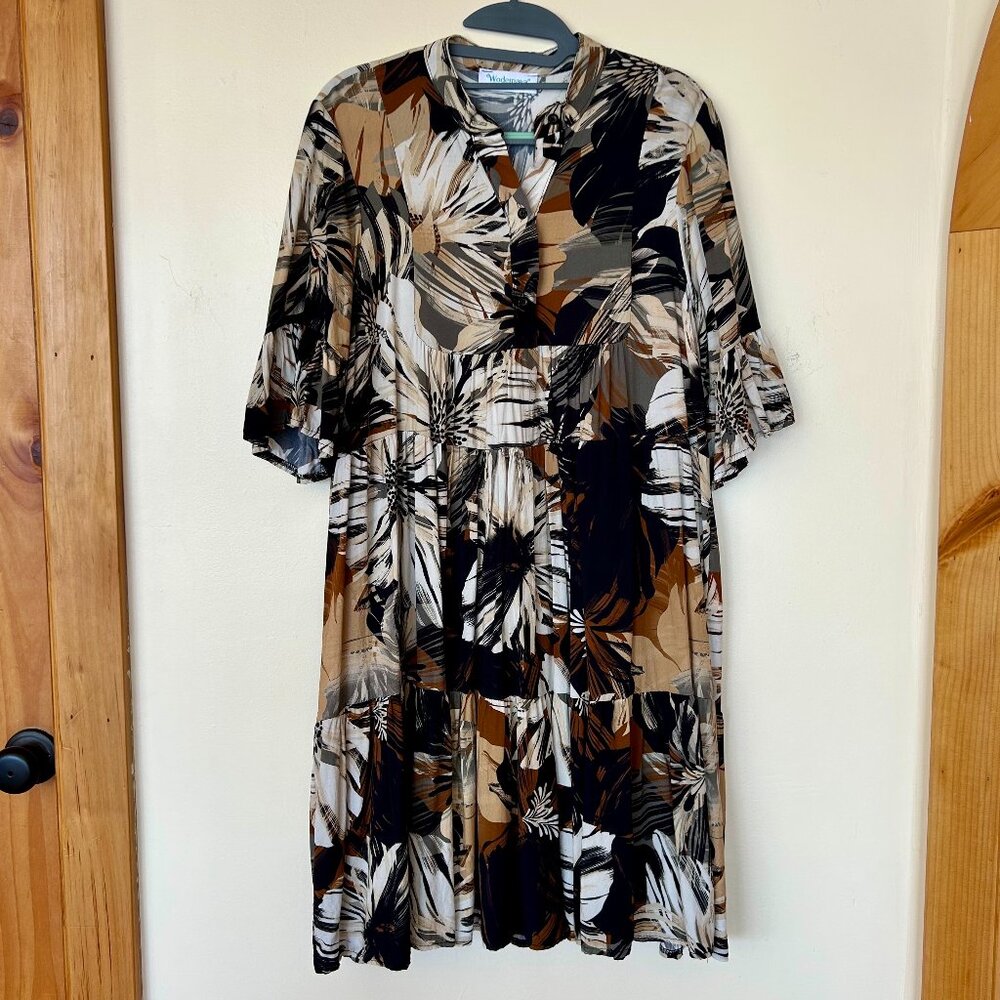 Made in Italy Floral Print Boho 3/4-Sleeve Midi Dress